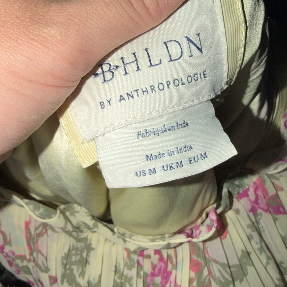 BHLDN Floral Chiffon Strapless Ruched Tiered A-Line Midi Dress - Picture 4 of 9